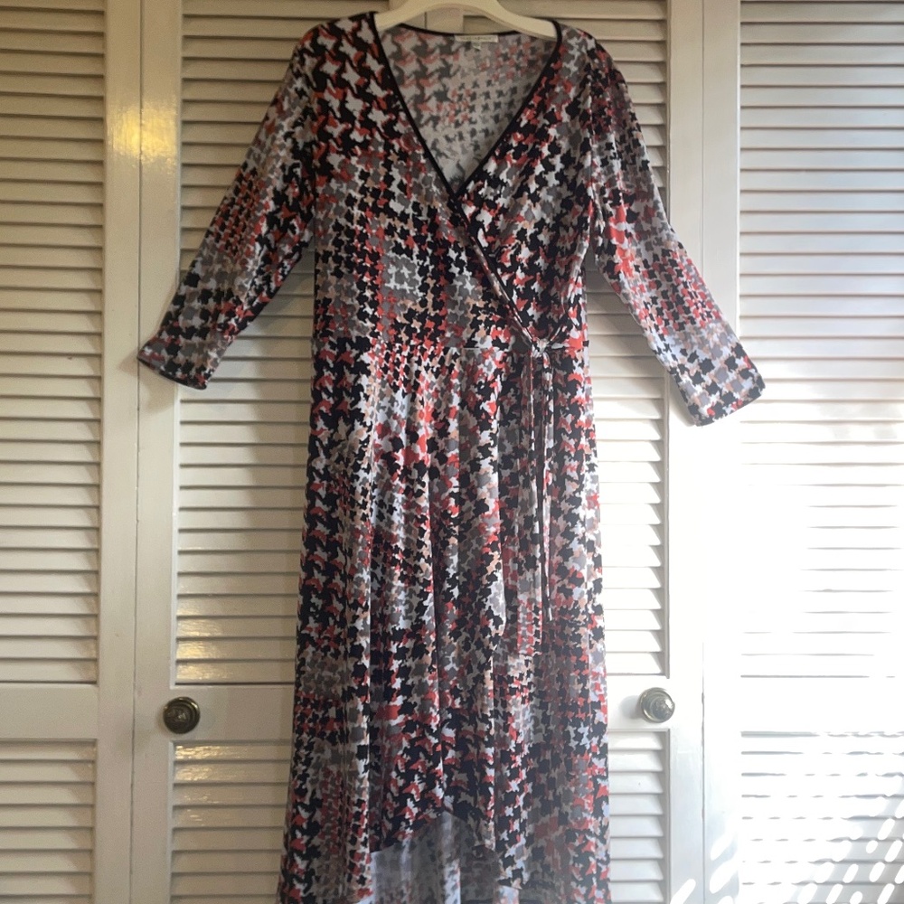 TASH + SOPHIE Faux Wrap Dress with High Low Hem